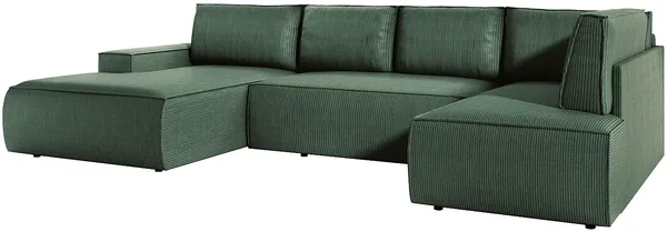 Vente-unique - AMELIA Sofa SamtStoff Grün - B 195 cm x H 85 cm x L 349 cm Bild 3