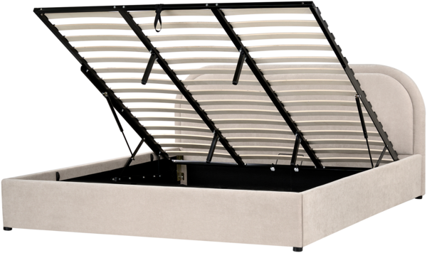 Bett mit Stauraum Stoff QUILLIEN 180 x 200 cm Hellbeige