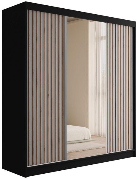 ALTDECOR Schiebetürenschrank V2-ZENTI (Kleiderschrank Garderobenschrank mit viel Stauraum Moderner Schrank) Spiegel Spiegeltüren Lamellen Vielseitiger Schwebetürenschrank