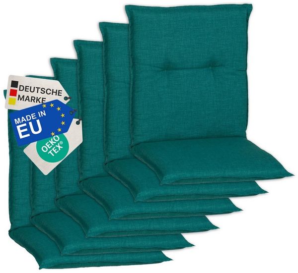 NYVI Sitzauflage Niedriglehner Auflagen 6er Set Barcelona Gartenstuhlauflagen 100x50 cm, (6 St), Niederlehner Stuhlauflage Sitzauflage mit Halteband
