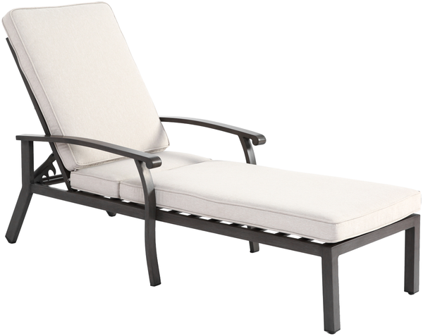 Flieks Sonnenliege Garten Alu Liegestuhl verstellbar wetterfest mit Polster Outdoor Relaxliege Rückenlehne mehrfach verstellbar, Beige