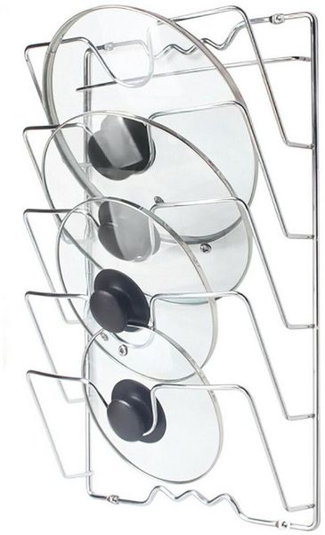 SURFOU Wandregalhalter Topfdeckelhalter Deckelhalter Topfdeckel Pfannendeckel Organizer, Wand-/Türmontierter Küchenschrank Pfannendeckel Topfdeckelhalter 1-tlg, Langlebigkeit, Korrosionsbeständigkeit