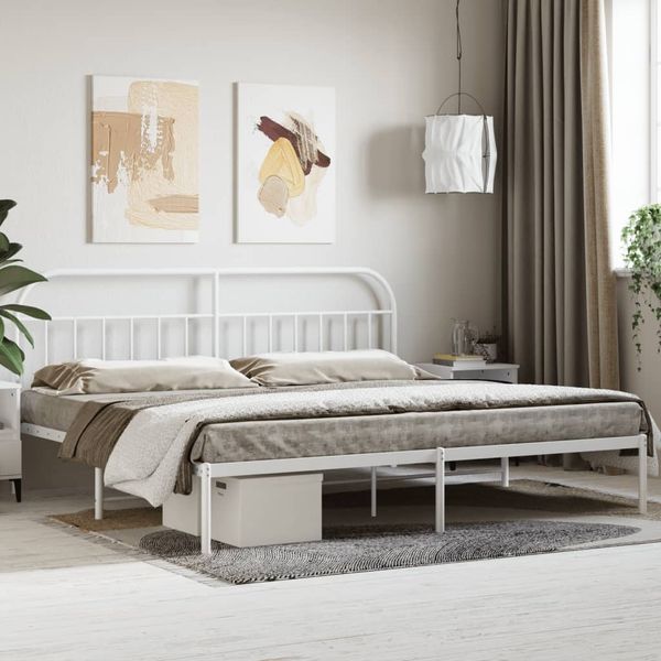 vidaXL Bettgestell mit Kopfteil Metall Weiß 193x203 cm 353690