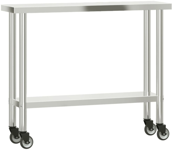 vidaXL Küchen-Arbeitstisch mit Rollen 110x30x85 cm Edelstahl 376461