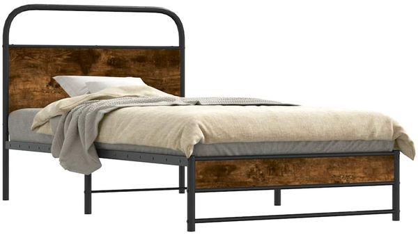 Einzelbettgestell Design für Erwachsene ohne Matratze 100x200 cm Räuchereiche Holzwerkstoff d3827e