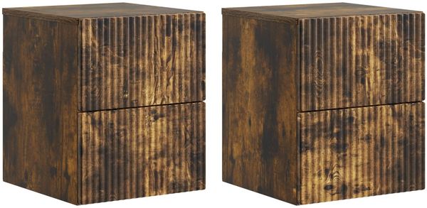 vidaXL Wandmontierter Nachttisch 2 pcs Geräucherte Eiche Holzwerkstoff 898476