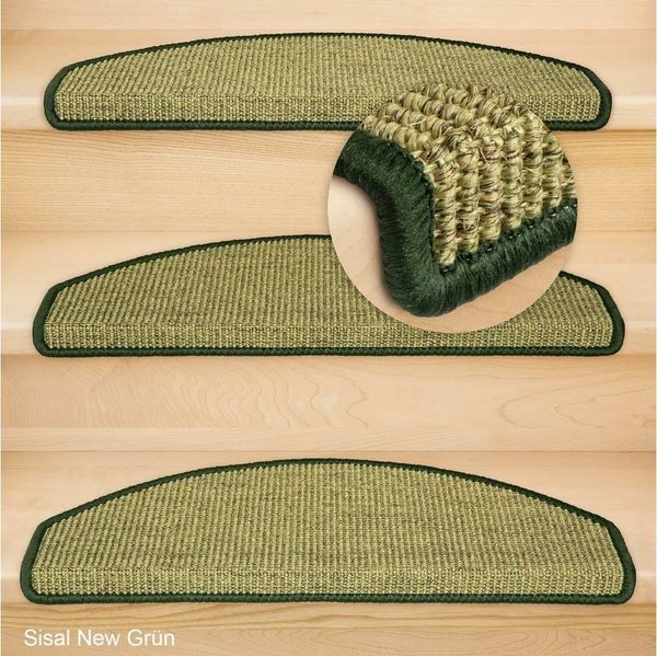 Metzker® Stufenmatte Stufenmatten Sisal New Halbrund Grün 15 Stück, halbrund, Höhe: 6 mm, Naturprodukt