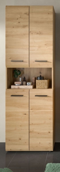 Badezimmer Hochschrank Cover in Eiche 60 x 185 cm