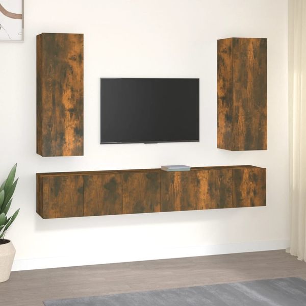 vidaXL 5-tlg. TV-Schrank-Set Räuchereiche Holzwerkstoff 3120209