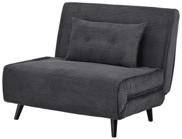 riess-ambiente Relaxsessel SMART MULTIFUNCTION 100cm grau - Cord Stoff, Bettfunktion, mit Kissen (Einzelartikel, 1-St), ausziehbare Schlafgelegenheit - ideal für Wohn- oder Gästezimmer