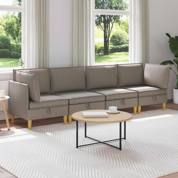 vidaXL Wohnzimmergarnitur mit Kissen mit Speicher 4 pcs Taupe Stoff 3413704