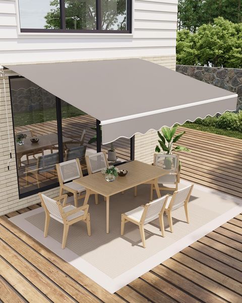 GarveeHome Gelenkarmmarkise 300x250 cm, UV50+ & wasserabweisend, mit Kurbel & Wandhalterung Länge + Winkel einstellbar, Markise für Terrasse & Balkon, Sonnenschutz Balkonmarkise Gelenkmarkise