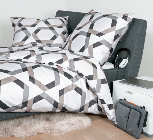 Janine J.D. Mako-Satin Bettwäsche 240x220 Kreise Ecken taupe grau weiß 87072-07 Bild 2