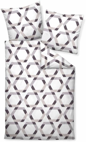 Janine J.D. Mako-Satin Bettwäsche 240x220 Kreise Ecken taupe grau weiß 87072-07 Bild 1