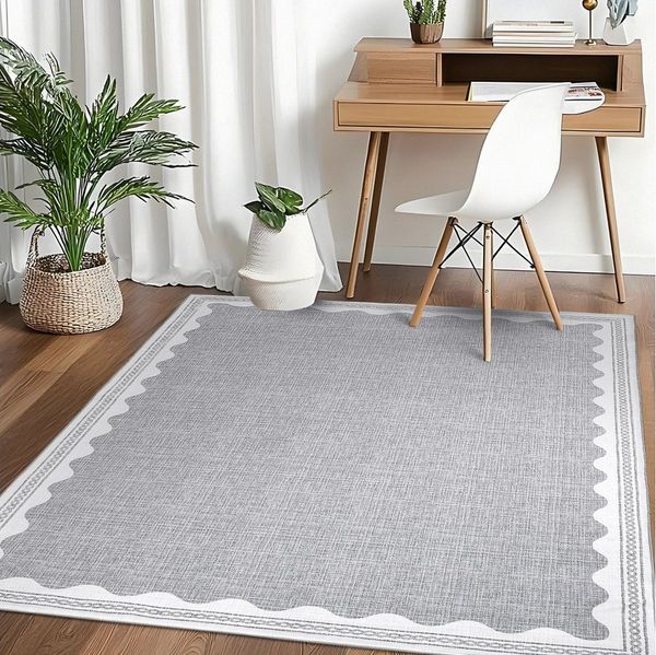 GarveeMore Teppich Doora, rechteckig, Höhe: 7 mm, mit besonders weichem Flor, Kurzflor, modern, wellenförmiger Bordüre