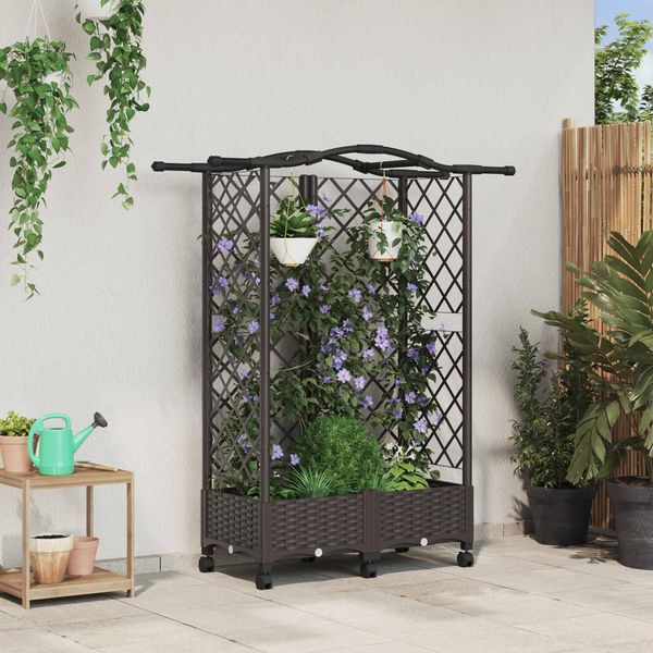 vidaXL Hochbeet mit Rankgitter und Dach Braun 124 x 40 x 129 cm PP 3423017