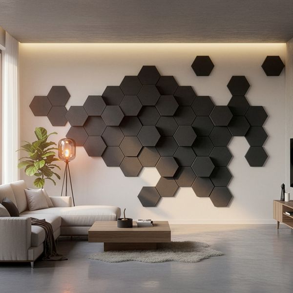 HOME DELUXE Akustikplatten Hexagon selbstklebend SILENT - 10er Set Schwarz