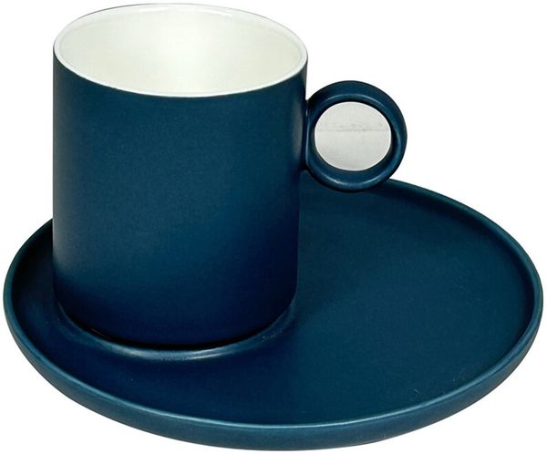Elegante Kaffeetassen 12-teilig aus Porzellan mit Unterteller - 220 ml Blau