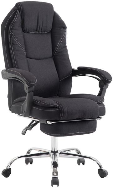 Bürostuhl MEDHA Stoff - 114x67x64, Schwarz Stoff Metall in Chromoptik Gestell ergonomische Bürostühle Homeoffice Stuhl mit Rollen