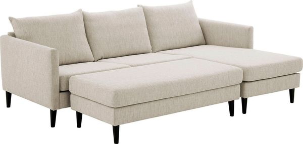 ATLANTIC home collection Hocker Rekvik, XXL-Hocker, mit Massivholzfüßen, passend zur Rekvik-Serie