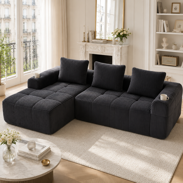 Doppelsofa m. Federbett, 1 Kissen, Wohnzimmer/Schlafzimmer, Hellgrau