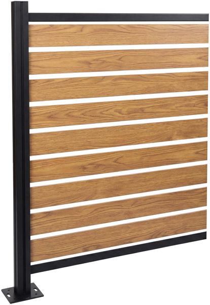 Alu Mülltonnen-Zaun HWC-K57, Erweiterungselement Mülltonnenverkleidung, Holzoptik erweiterbar 130x100x6cm ~ hellbraun