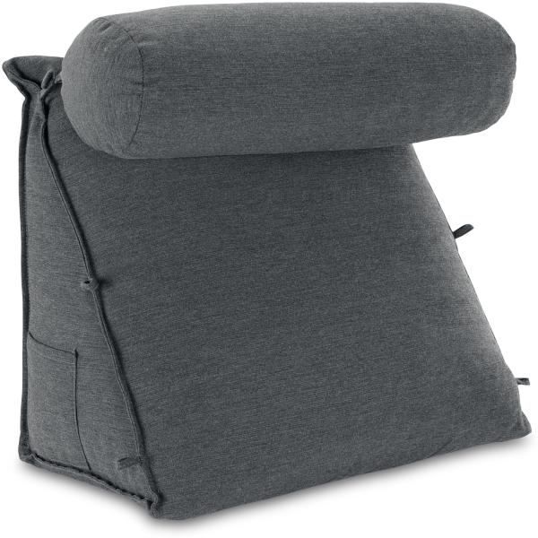 aktivshop Rückenkissen mit Nackenrolle für Bett & Sofa, groß, 55x50x30cm, waschbarer Bezug