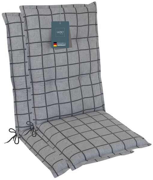 LILENO HOME Hochlehnerauflage Gartenstuhl Auflage, bequeme Sitzauflage für Gartenmöbel, Stuhlkissen, (2 St, 2er Set), Polsterauflage Yacht-Karo Hellgrau, Sitzpolster für Klappstühle