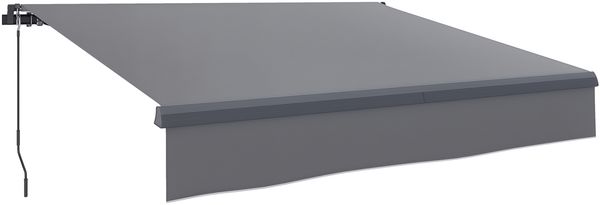 Manuell einziehbare Gartenmarkise mit Kurbel, UV-Schutz, Metall- und Aluminiumrahmen, 295 x 200 cm, grau