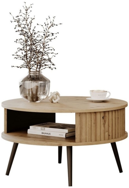 Lookway Couchtisch IVY Runder Sofatisch mit Ablage (1 Tisch), Durchmesser: ⌀ 76 cm