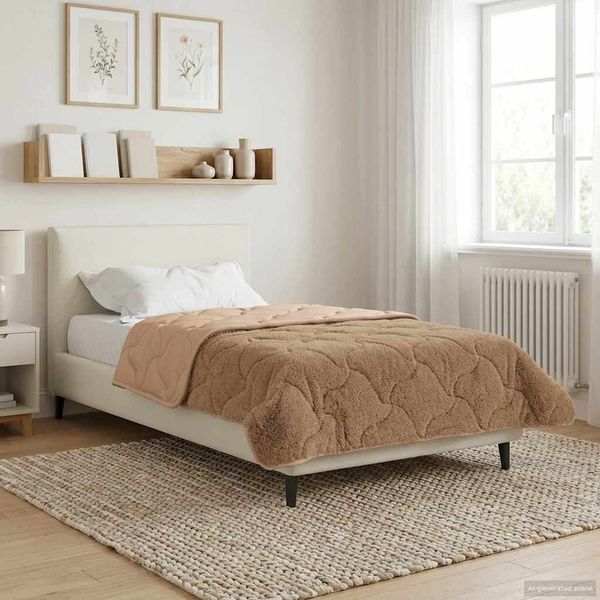 vidaXL Winterbettdecke Taupe 140x220 cm Mikrofaser und Teddy-Fleece 42026350