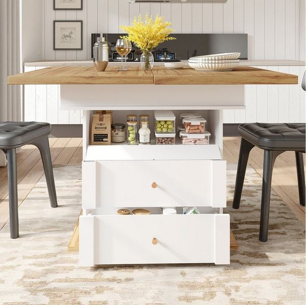 STILVORA Esstisch ausziehbar Küchentisch klappbarer Buffetschrank Anrichte mit Schublade (Ausziehbarer Teleskoptisch 110-140 cm, Platzsparend & Multifunktional)