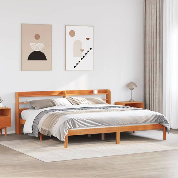 vidaXL Bettgestell mit Kopfteil ohne Matratze Wachsbraun 200x200 cm 3306563
