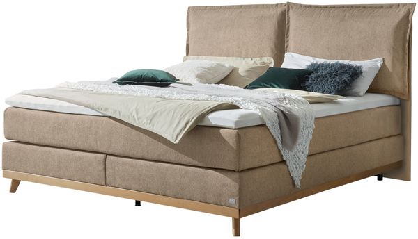 Imelda Boxspringbett braun Eiche MassivholzPolyester/Polyamid/Viskose 214cm x 163cm x 115cm