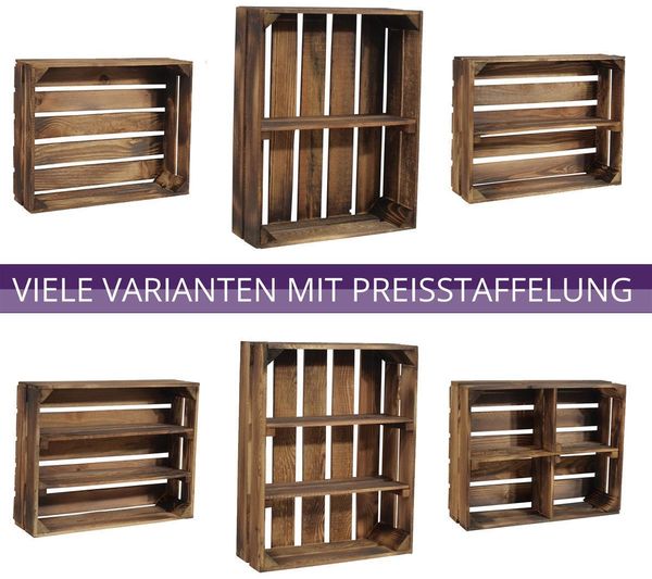 CHICCIE Holzkiste Holzregal Schmalhanz 50x40x15cm - Geflammt 2x langes Regal (1 St) Bild 4