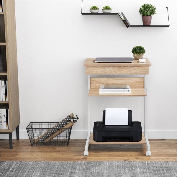 Yaheetech Schreibtisch Computertisch Büromöbel PC Tisch Bürotisch Arbeitstisch aus Holz und Stahl mit Ablage und Schublade 79 x 56 x 51 cm