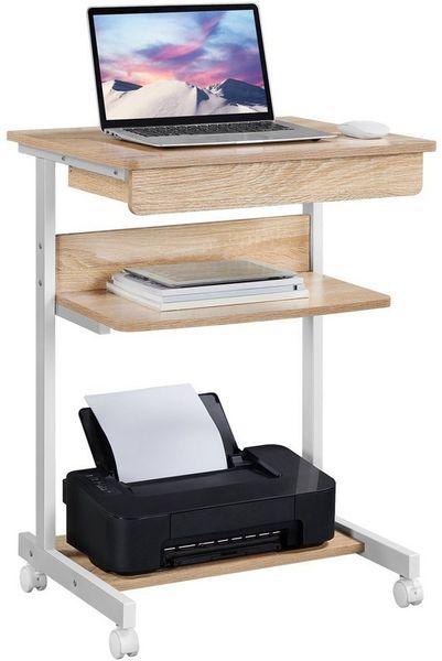 Yaheetech Schreibtisch Computertisch Büromöbel PC Tisch Bürotisch Arbeitstisch aus Holz und Stahl mit Ablage und Schublade 79 x 56 x 51 cm