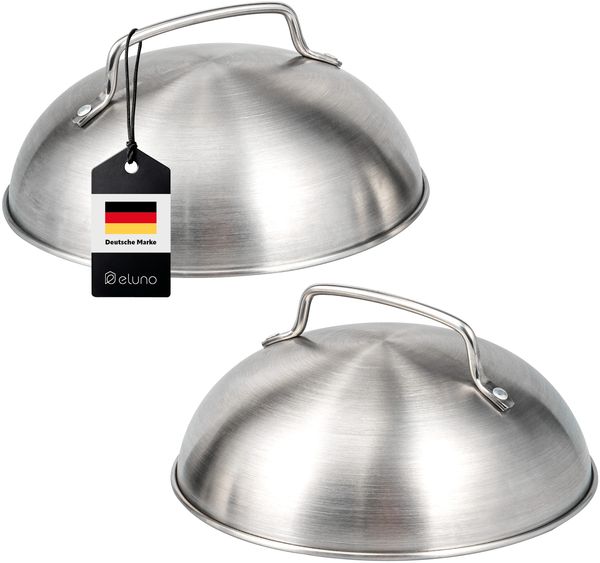 Burgerhaube 2er Set - je 17,5 x 8,5 cm - Grillhaube, Schmelzglocke, Burger-Cover, aus hochwertigem Edelstahl