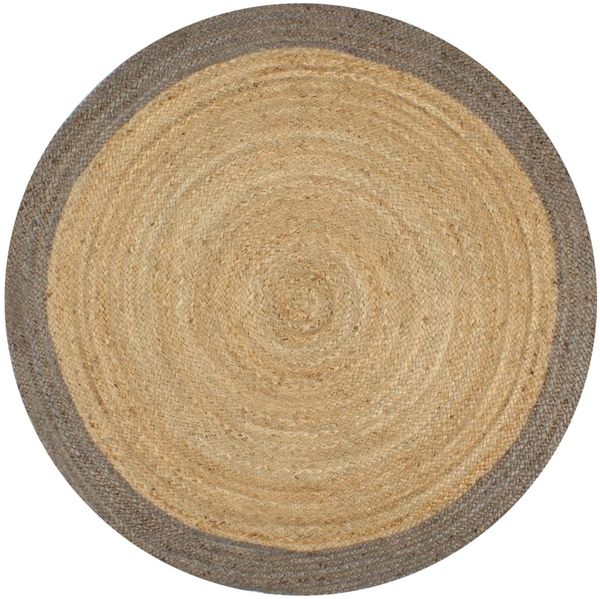 vidaXL Teppich Handgefertigt Jute mit Grauem Rand 90 cm 133674