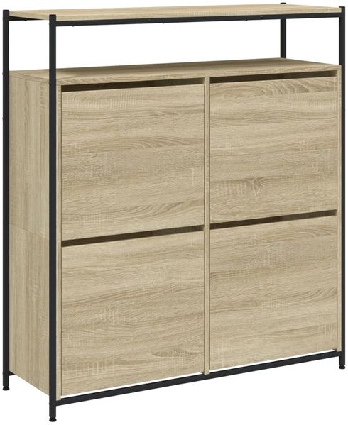 Schuhschrank, Schuhkipper für Flur, skandinavisch mit 4 Klappen Sonoma-Eiche 100x34x112 cm