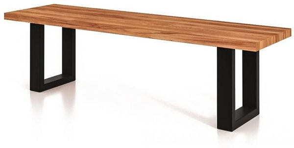 Sitzbank Leeds aus Kernbuche massiv 140x45x45 mit Metallfußgestell in Schwarz
