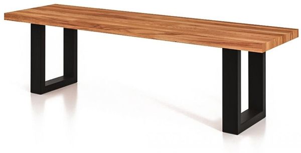 Sitzbank Leeds aus Kernbuche massiv 140x45x45 mit Metallfußgestell in Schwarz