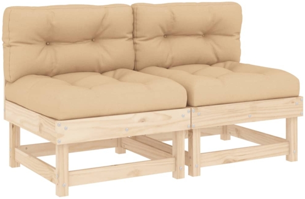 vidaXL Mittelsofas mit Kissen 2 Stk. Massivholz Kiefer 825457