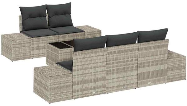 vidaXL Gartensofa-set 6 pcs Hellgrau und Dunkelgrau Poly-Rattan 3355611 Bild 2