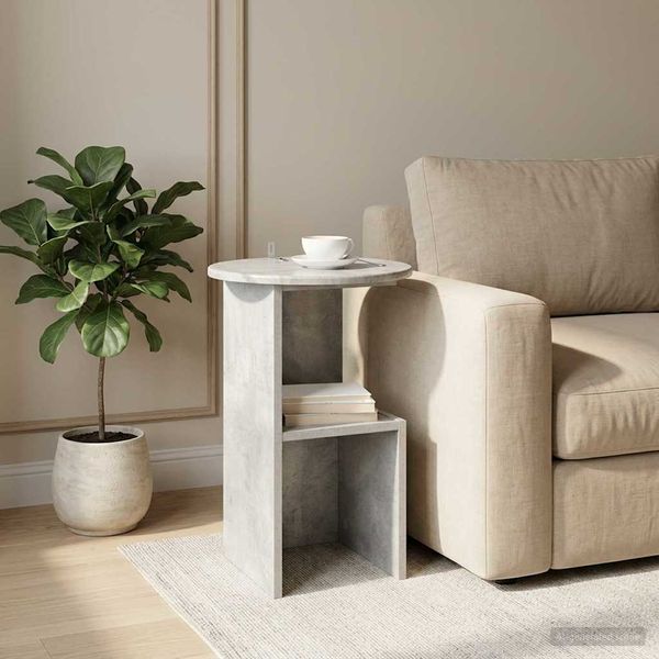 vidaXL Beistelltisch Betongrau Ø 39,5 x 55 cm Holzwerkstoff 8001040