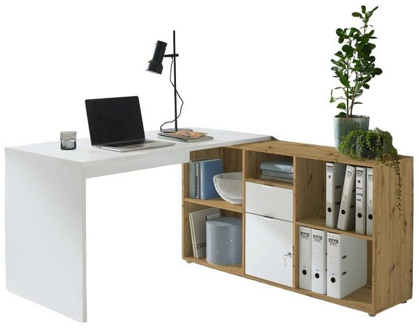 BMG Möbel Eckschreibtisch Lena (mit abschließbarer Tür, Computertisch, Winkelschreibtisch, Homeoffice, Bürotisch), Made in Germany