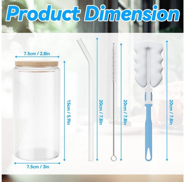 FIVMEN Cocktailglas Gläser Trinkgläser mit Deckel Stroh 550ML Cocktailgläse Wassergläser, 6-tlg, für Smoothie, Latte, Macchiato, Whiskey Familie, Camping, Party, Bar