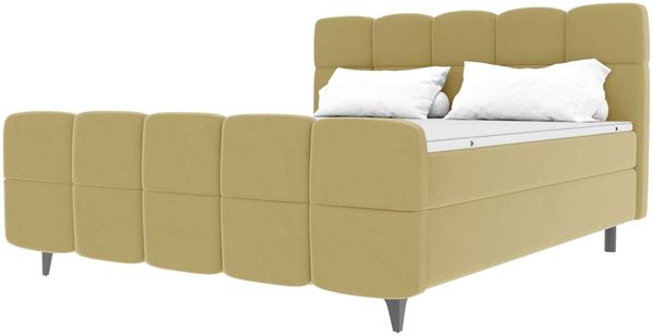 Boxspringbett Luna - Samtstoff - beige - 180x200 cm