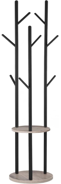 HOOBRO Garderobenständer Baumform 8 Haken 2 Ablagen Kleiderständer