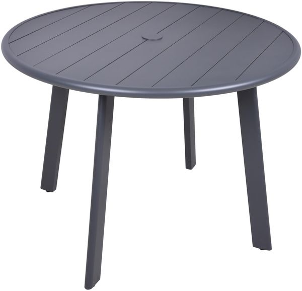 Gartentisch KEVIN - mit Schirmloch und Lochabdeckungen, Anthrazit, 101,5x101,5x72cm, Aluminium | Terrassentisch Wetterfest Outdoor Tisch
